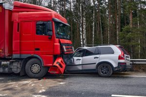 truck hits car